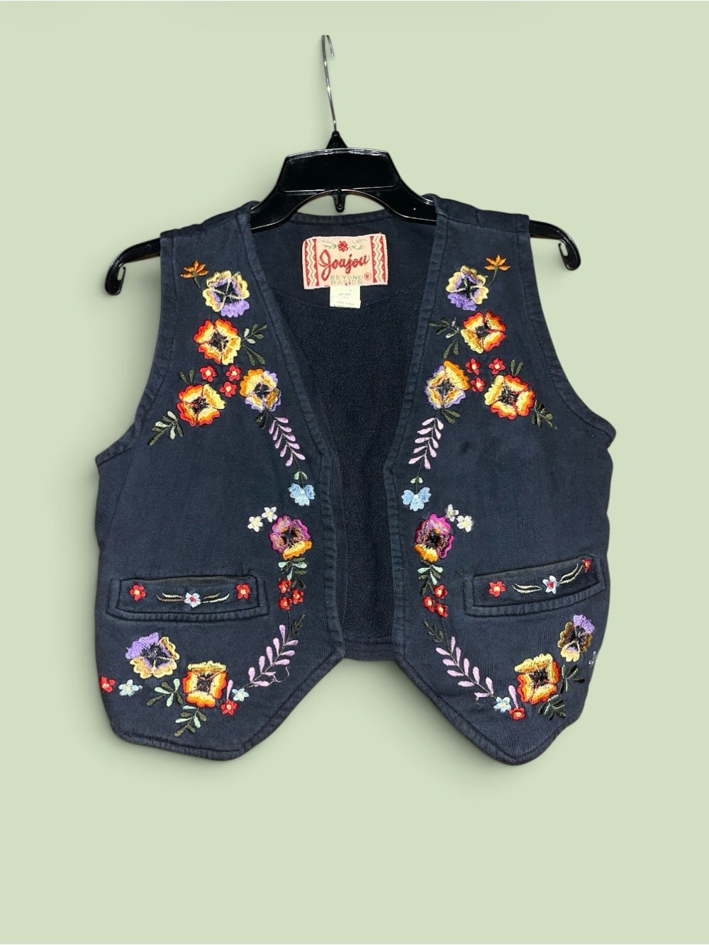 Jou Jou Vintage Floral Embroidered Cotton Vest